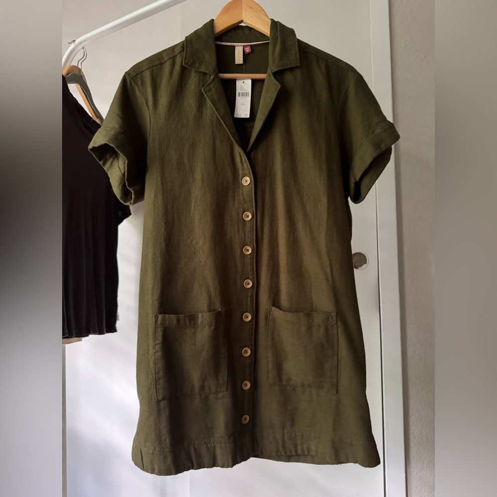NWT Green Button Down Anthropologie Dress